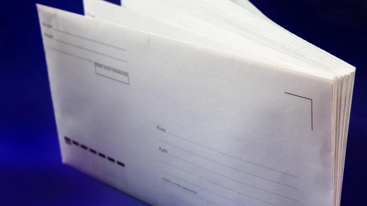 Comprovante de postagem guardado junto a documentos importantes.