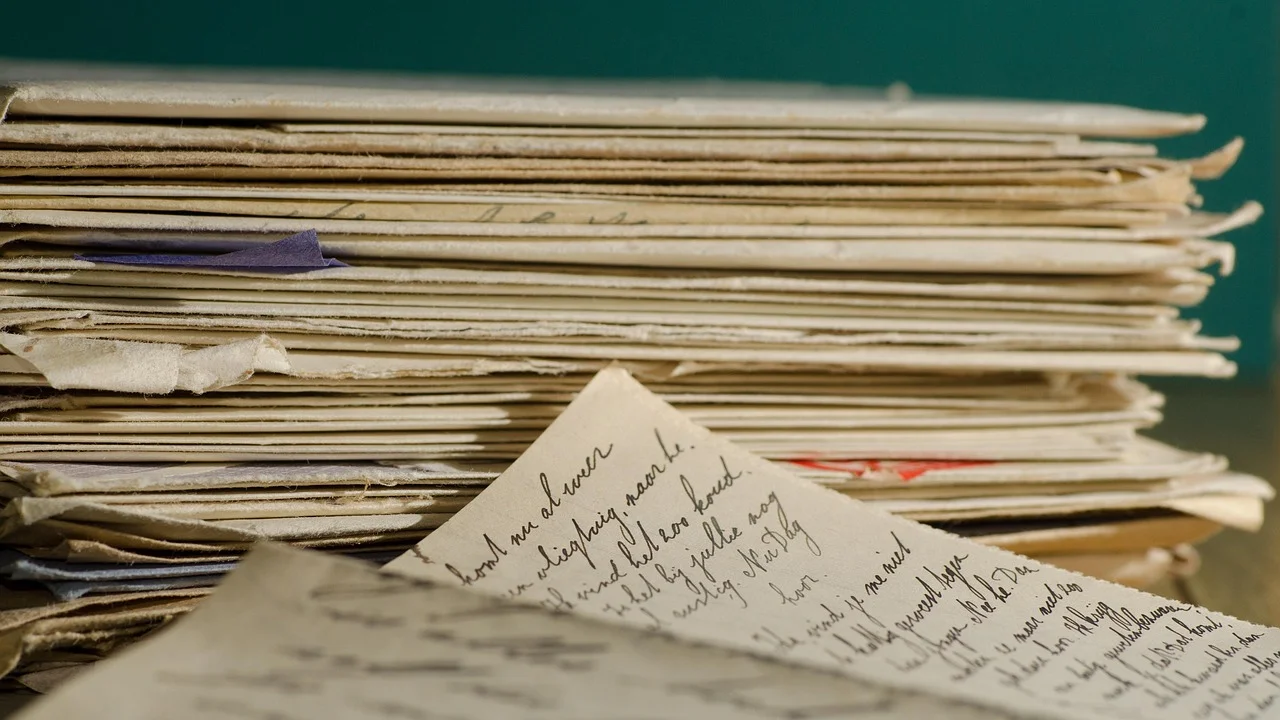 Caderno, caneta e documento sobre uma mesa de trabalho