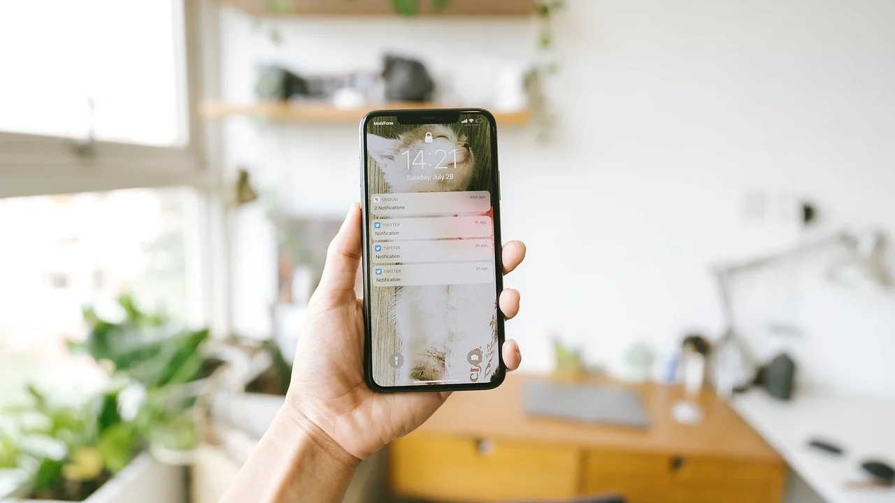 Configurações de backup abertas em um telefone celular