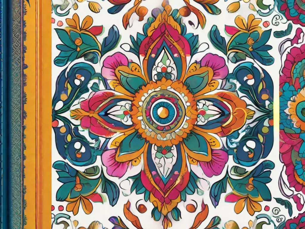 Descrição: Uma imagem em close-up da capa de um caderno adornada com uma arte vibrante e intricada. A capa apresenta uma mistura de cores, padrões e ilustrações que foram cuidadosamente pintadas à mão ou projetadas digitalmente. A arte reflete o estilo único e a criatividade do indivíduo, tornando o caderno verdadeiramente personalizado e visualmente cativante.