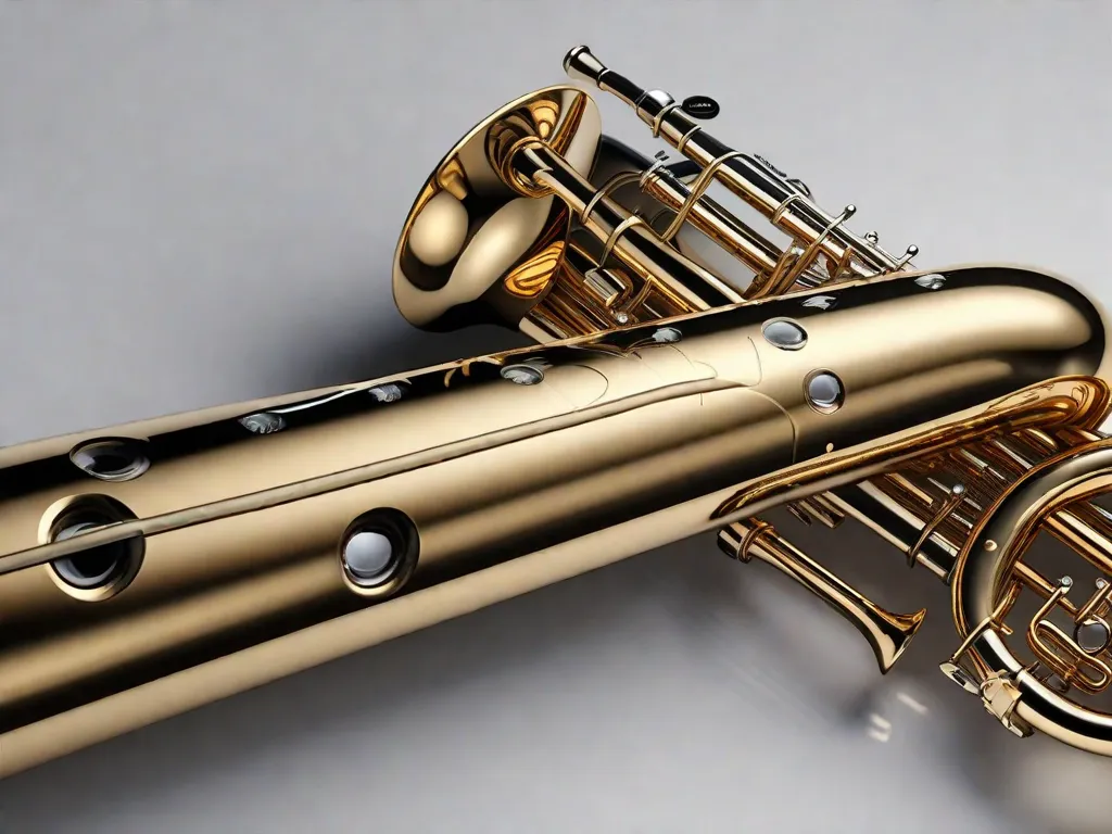 Uma imagem em close-up de uma palheta de saxofone vibrando contra a boquilha, capturando a essência da música jazz. Os padrões intricados e texturas na palheta simbolizam a complexidade e improvisação que o jazz traz para a música contemporânea.