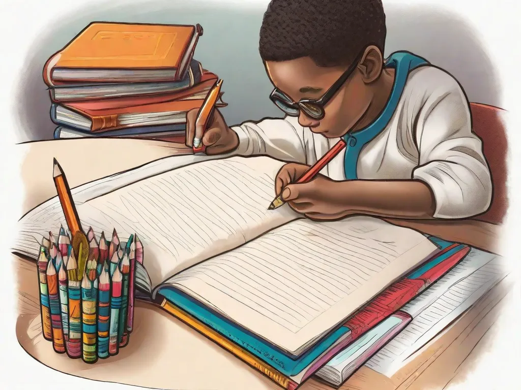 Descrição da Imagem:
Um jovem estudante está sentado em uma mesa em uma sala de aula bem iluminada, segurando um livro em suas mãos. O livro está aberto e o estudante está lendo e interpretando o texto atentamente. O rosto do estudante mostra foco e concentração enquanto ele se envolve com as palavras na página. As paredes da sala de aula estão decoradas com pôsteres