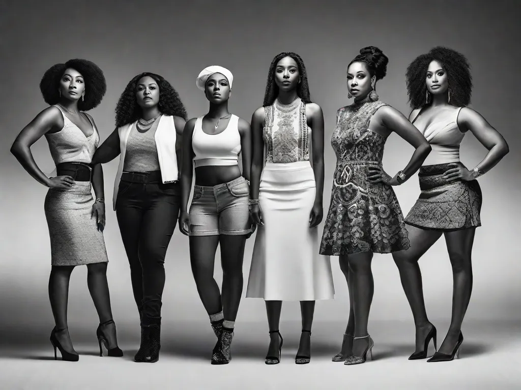 Uma fotografia em preto e branco de um grupo de mulheres diversas, cada uma representando um aspecto diferente da sociedade. Elas estão juntas, unidas e fortes, simbolizando o tema da representatividade em 