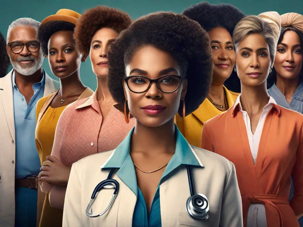 Uma fotografia em preto e branco de um grupo de mulheres diversas, cada uma representando um aspecto diferente da sociedade. Elas estão juntas, unidas e fortes, simbolizando o tema da representatividade em 