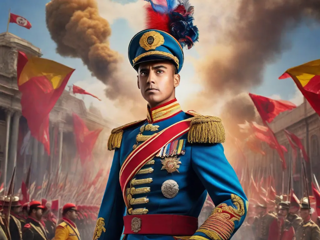 A imagem retrata um uniforme militar desgastado pendurado em um varal, contrastando com uma pilha de cartas de amor amarradas com uma fita vermelha. Essa representação visual captura a ironia em 